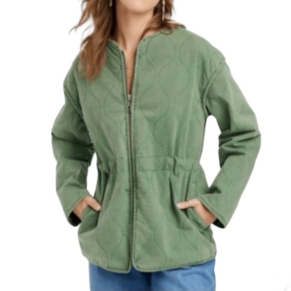 Universal Thread Jackets & Blazers - Universal Thread Women’s Green Cinch Waist Decorative Quilted Pattern Jacket